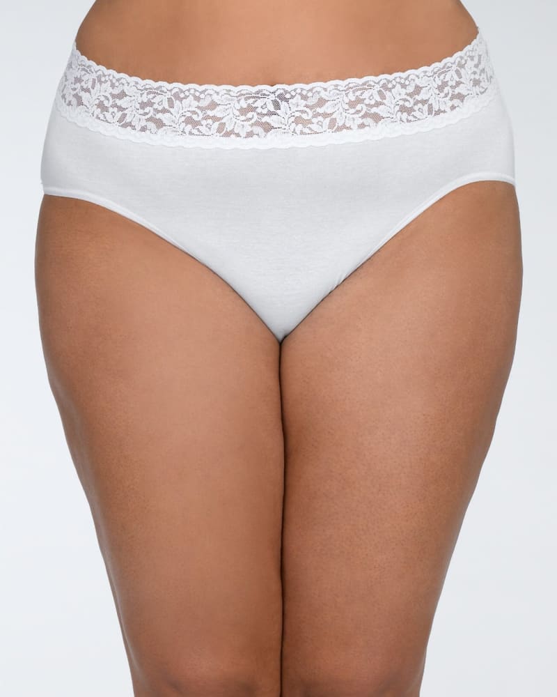 Front of a model wearing a size 3X COTTON FRENCH BRIEF in WHIT-WHITE by Hanky Panky. | dia_product_style_image_id:272411